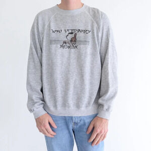 Vintage 90S Hanes Gray Wsu  Veterinary Medicine Crew Neck Sweater Size 2XL
